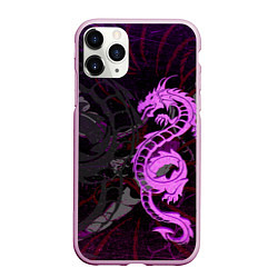 Чехол iPhone 11 Pro матовый Неоновый дракон purple dragon