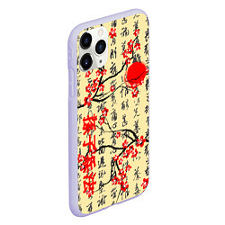 Чехол iPhone 11 Pro матовый Иероглифы и сакура, цвет: 3D-светло-сиреневый — фото 2