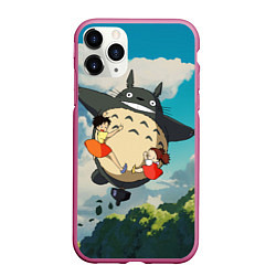 Чехол iPhone 11 Pro матовый Flight Totoro, цвет: 3D-малиновый