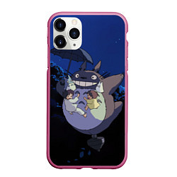 Чехол iPhone 11 Pro матовый Night flight Totoro, цвет: 3D-малиновый