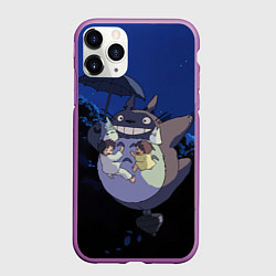 Чехол iPhone 11 Pro матовый Night flight Totoro, цвет: 3D-фиолетовый