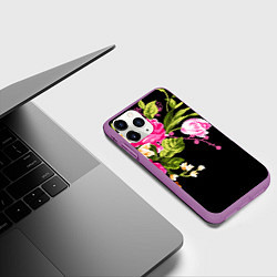 Чехол iPhone 11 Pro матовый Букет цветов, цвет: 3D-фиолетовый — фото 2