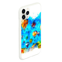 Чехол iPhone 11 Pro матовый Воздушные шары на фоне голубого неба рисунок, цвет: 3D-белый — фото 2