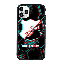 Чехол iPhone 11 Pro матовый Hoffenheim FC в стиле glitch на темном фоне, цвет: 3D-черный