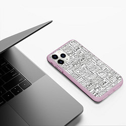 Чехол iPhone 11 Pro матовый Россия - слово паттерном, цвет: 3D-розовый — фото 2