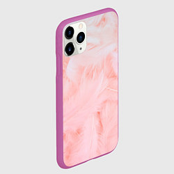 Чехол iPhone 11 Pro матовый Aesthetic visual art pink feathers, цвет: 3D-фиолетовый — фото 2