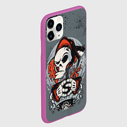 Чехол iPhone 11 Pro матовый Slipknot Скелет, цвет: 3D-фиолетовый — фото 2