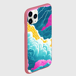 Чехол iPhone 11 Pro матовый Яркие разноцветные облачка, цвет: 3D-малиновый — фото 2