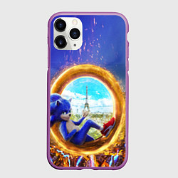 Чехол iPhone 11 Pro матовый Соник в кино, цвет: 3D-фиолетовый