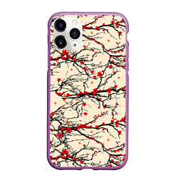 Чехол iPhone 11 Pro матовый Sakura flowers, цвет: 3D-фиолетовый