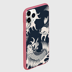 Чехол iPhone 11 Pro матовый Japan carp, цвет: 3D-малиновый — фото 2