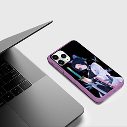Чехол iPhone 11 Pro матовый Шинобу Кочо с клинком - demon slayer, цвет: 3D-фиолетовый — фото 2