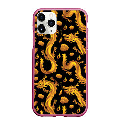 Чехол iPhone 11 Pro матовый Golden dragons