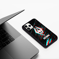 Чехол iPhone 11 Pro матовый Skyrim в стиле glitch и баги графики на темном фон, цвет: 3D-черный — фото 2