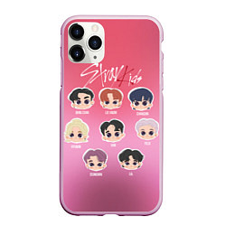 Чехол iPhone 11 Pro матовый Chibi Stray Kids, цвет: 3D-розовый