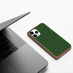Чехол iPhone 11 Pro матовый Зеленые плиты, цвет: 3D-коричневый — фото 2