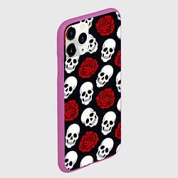 Чехол iPhone 11 Pro матовый Весёлые черепки и розы, цвет: 3D-фиолетовый — фото 2