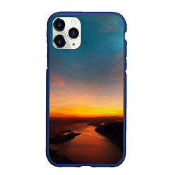 Чехол iPhone 11 Pro матовый Горная река на фоне заката, цвет: 3D-тёмно-синий