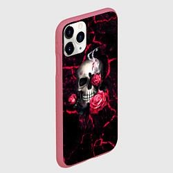 Чехол iPhone 11 Pro матовый Металлический череп, цвет: 3D-малиновый — фото 2