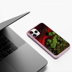 Чехол iPhone 11 Pro матовый Абстрактные красный песок и зелёные камни, цвет: 3D-розовый — фото 2