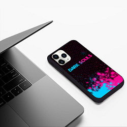 Чехол iPhone 11 Pro матовый Dark Souls - neon gradient: символ сверху, цвет: 3D-черный — фото 2