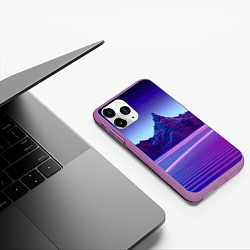 Чехол iPhone 11 Pro матовый Neon mountains - Vaporwave, цвет: 3D-фиолетовый — фото 2
