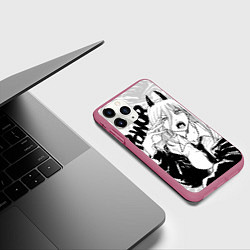 Чехол iPhone 11 Pro матовый Пауэр - Человек-бензопила, цвет: 3D-малиновый — фото 2