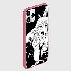 Чехол iPhone 11 Pro матовый Возмущенная Пауэр - Человек бензопила, цвет: 3D-малиновый — фото 2