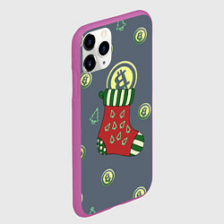 Чехол iPhone 11 Pro матовый Christmas funny bitcoin, цвет: 3D-фиолетовый — фото 2