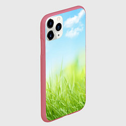 Чехол iPhone 11 Pro матовый Зелень и небо, цвет: 3D-малиновый — фото 2