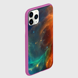Чехол iPhone 11 Pro матовый Столкновение двух космических галактик, цвет: 3D-фиолетовый — фото 2