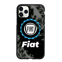 Чехол iPhone 11 Pro матовый Fiat в стиле Top Gear со следами шин на фоне