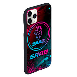 Чехол iPhone 11 Pro матовый Saab - neon gradient, цвет: 3D-черный — фото 2