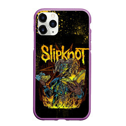 Чехол iPhone 11 Pro матовый Slipknot Yellow Monster, цвет: 3D-фиолетовый