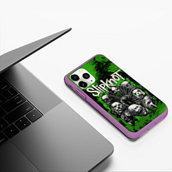 Чехол iPhone 11 Pro матовый Slipknot green abstract, цвет: 3D-фиолетовый — фото 2