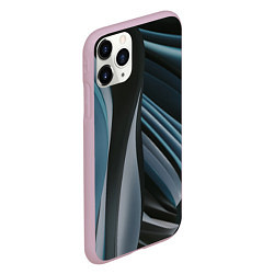 Чехол iPhone 11 Pro матовый Волнообразные синие пластины во тьме, цвет: 3D-розовый — фото 2