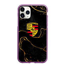 Чехол iPhone 11 Pro матовый Gold Porsche