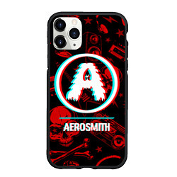 Чехол iPhone 11 Pro матовый Aerosmith rock glitch, цвет: 3D-черный