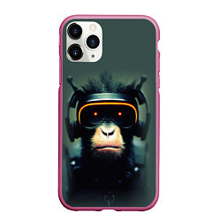 Чехол iPhone 11 Pro матовый Кибер-обезьяна, цвет: 3D-малиновый