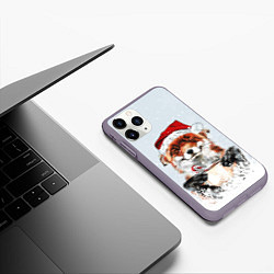 Чехол iPhone 11 Pro матовый Merry Christmas foxy, цвет: 3D-серый — фото 2