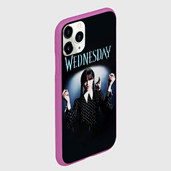 Чехол iPhone 11 Pro матовый Уэнсдей и рука, цвет: 3D-фиолетовый — фото 2