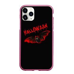 Чехол iPhone 11 Pro матовый Halloween : летучая мышь, цвет: 3D-малиновый