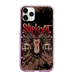 Чехол iPhone 11 Pro матовый Slipknot skull, цвет: 3D-розовый