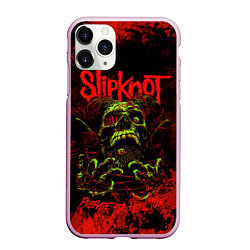 Чехол iPhone 11 Pro матовый Slipknot череп, цвет: 3D-розовый