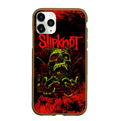 Чехол iPhone 11 Pro матовый Slipknot череп, цвет: 3D-коричневый