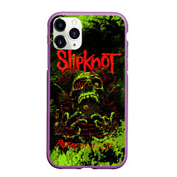 Чехол iPhone 11 Pro матовый Slipknot green череп