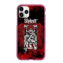 Чехол iPhone 11 Pro матовый Slipknot - скелет, цвет: 3D-малиновый