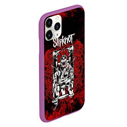 Чехол iPhone 11 Pro матовый Slipknot - скелет, цвет: 3D-фиолетовый — фото 2