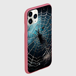 Чехол iPhone 11 Pro матовый Halloween - паутина на фоне мрачного неба, цвет: 3D-малиновый — фото 2