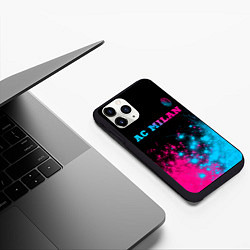 Чехол iPhone 11 Pro матовый AC Milan - neon gradient: символ сверху, цвет: 3D-черный — фото 2